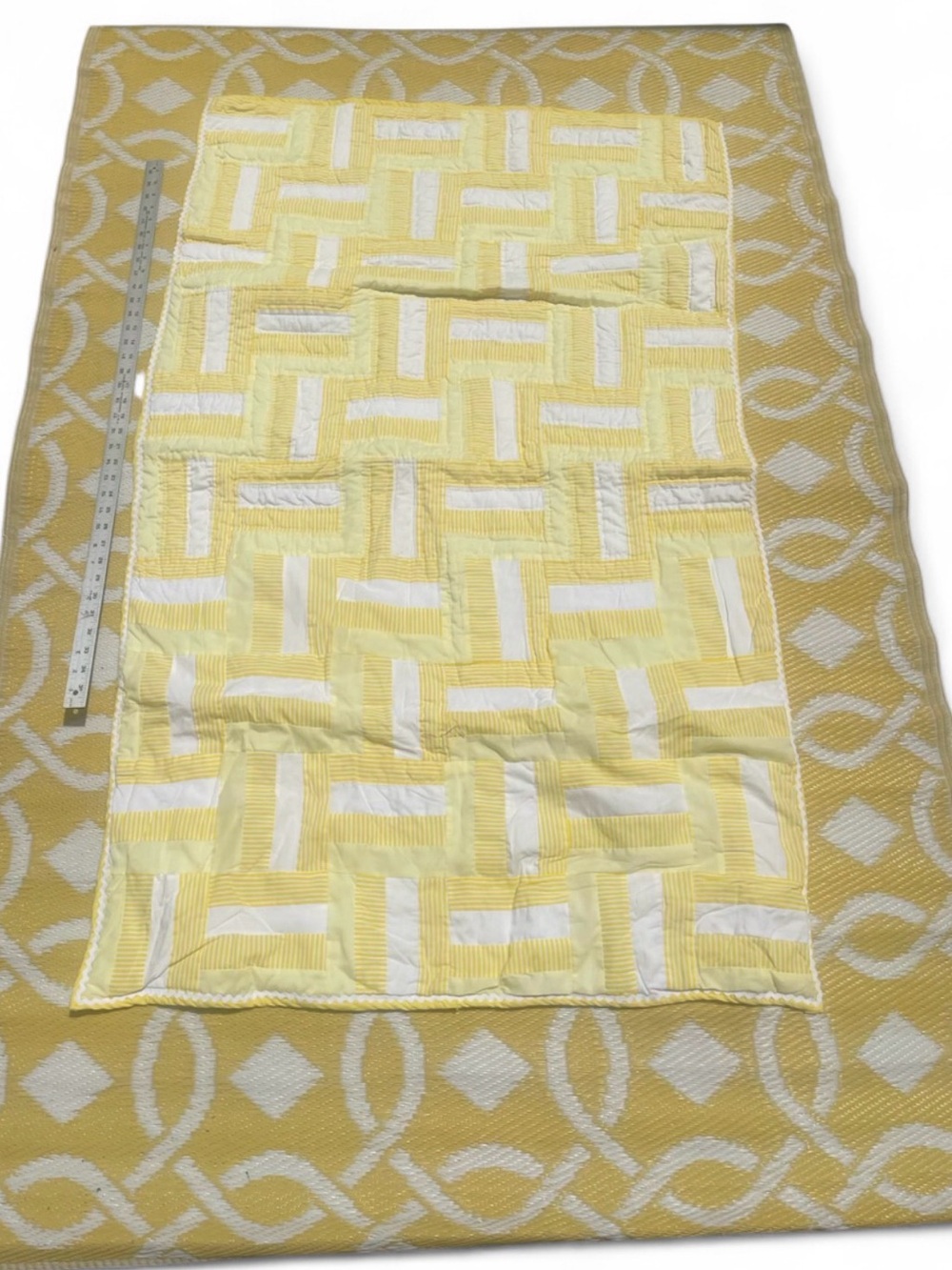 Yellow and White Patchwork Baby Quilt - Soft Home Bedding